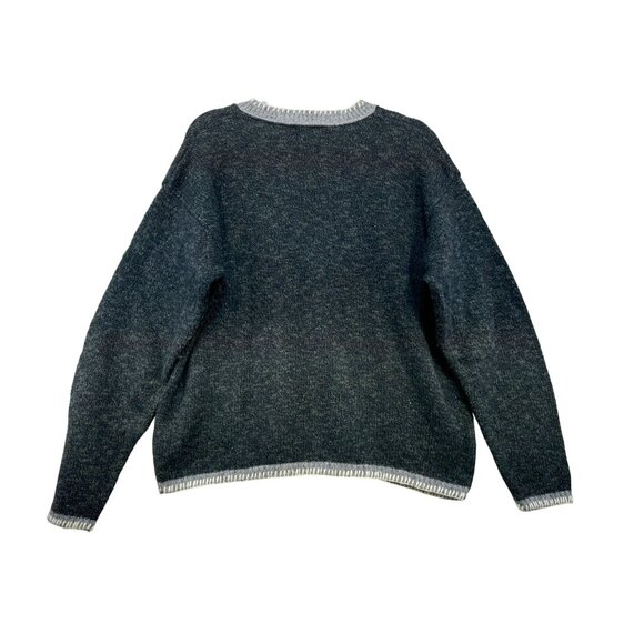 Alps Womens  V-Neck Wool Blend Sweater XL Green Gray Embroidered - Picture 11 of 12